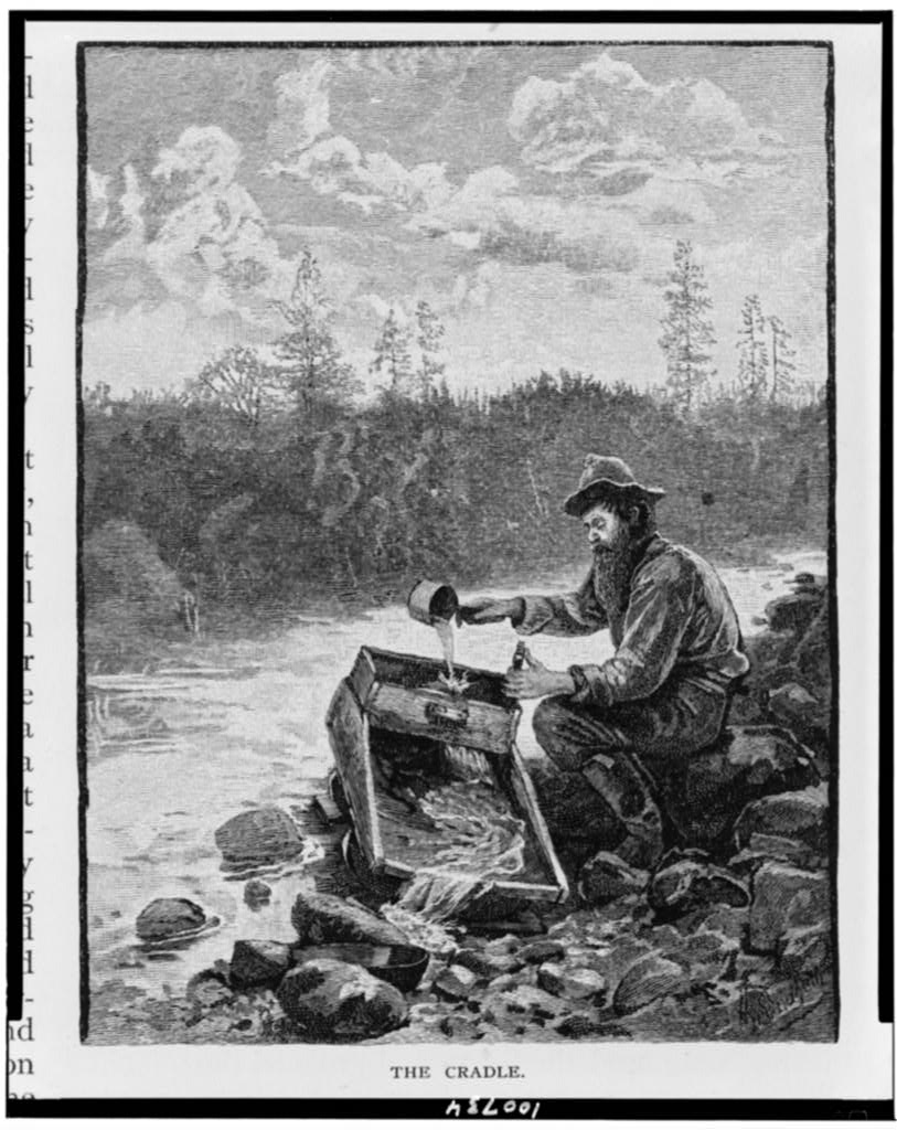 gold miner picture of rocker cradle